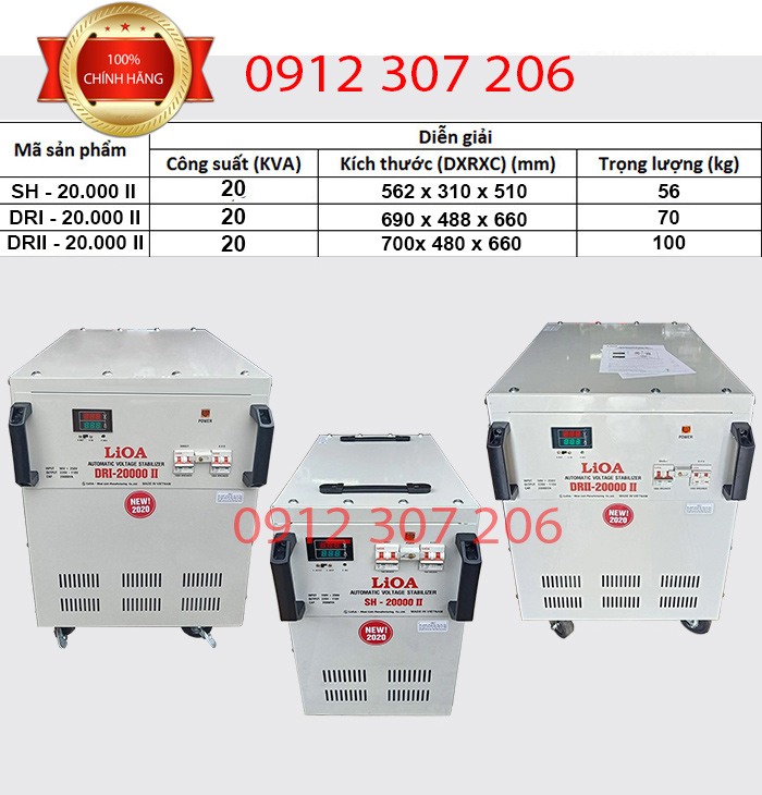 ỔN ÁP LIOA 20KVA SH-DRI-DRII-ĐỜI MỚI