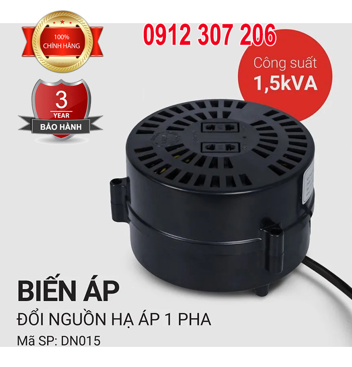 BIẾN ÁP 1,5KVA 1 PHA 